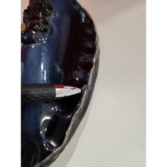 Vtg Blue Ceramic Handmade Icelandic Lava wall hanging - Picture 4 of 12